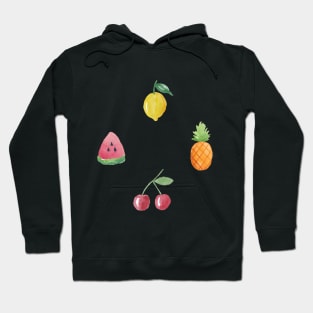 White watercolor fruit quad Hoodie